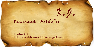 Kubicsek Jolán névjegykártya